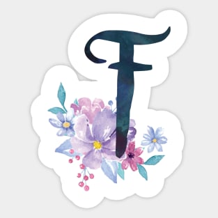 Floral Monogram F Pretty Lilac Bouquet Sticker